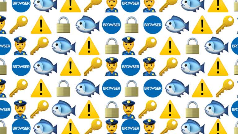 Emoji collage of fish and security emojis