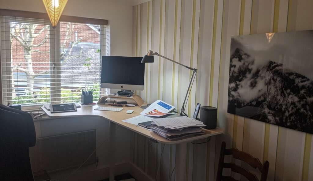 An example home working desk in a home office