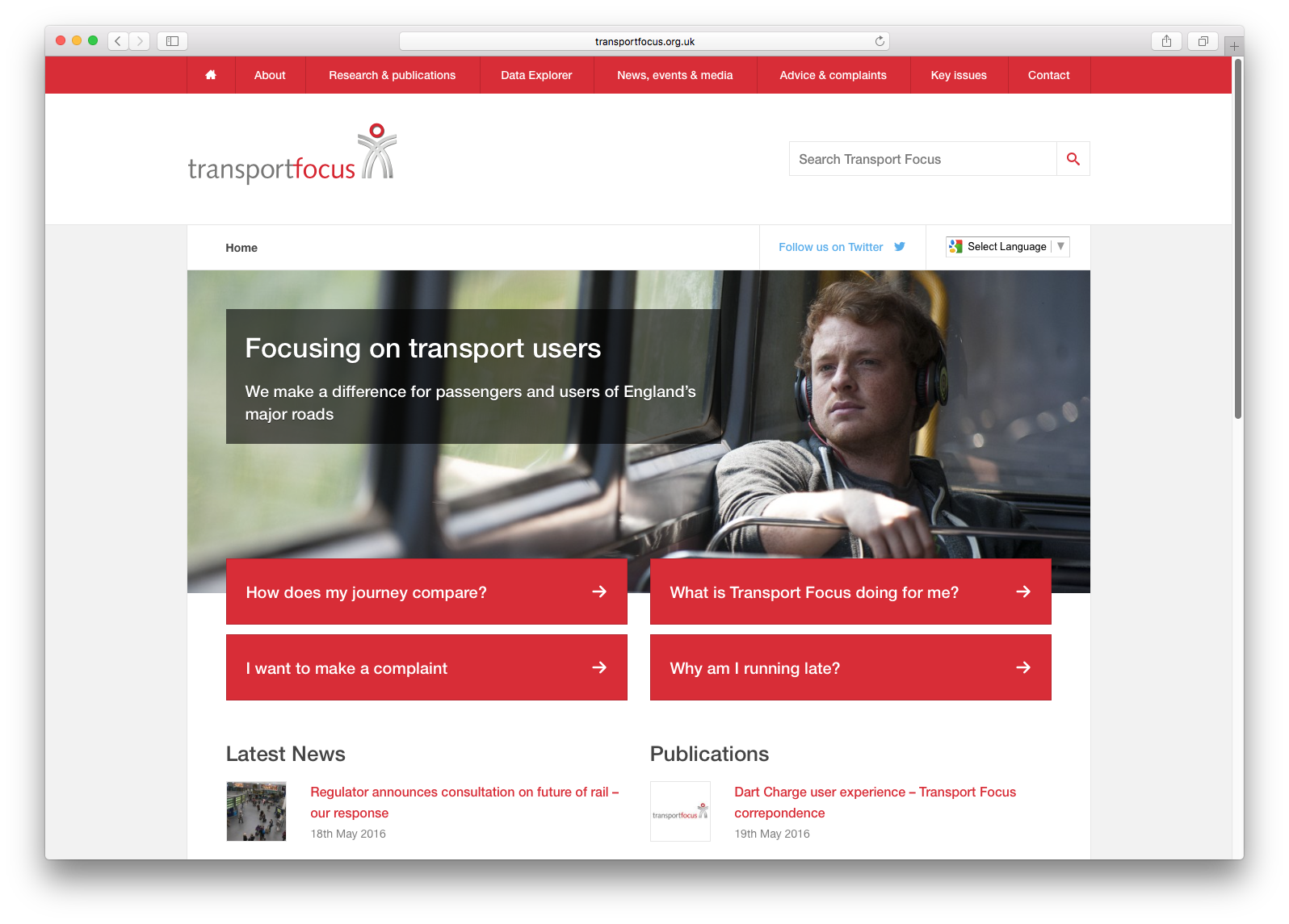 transport focus website homepage