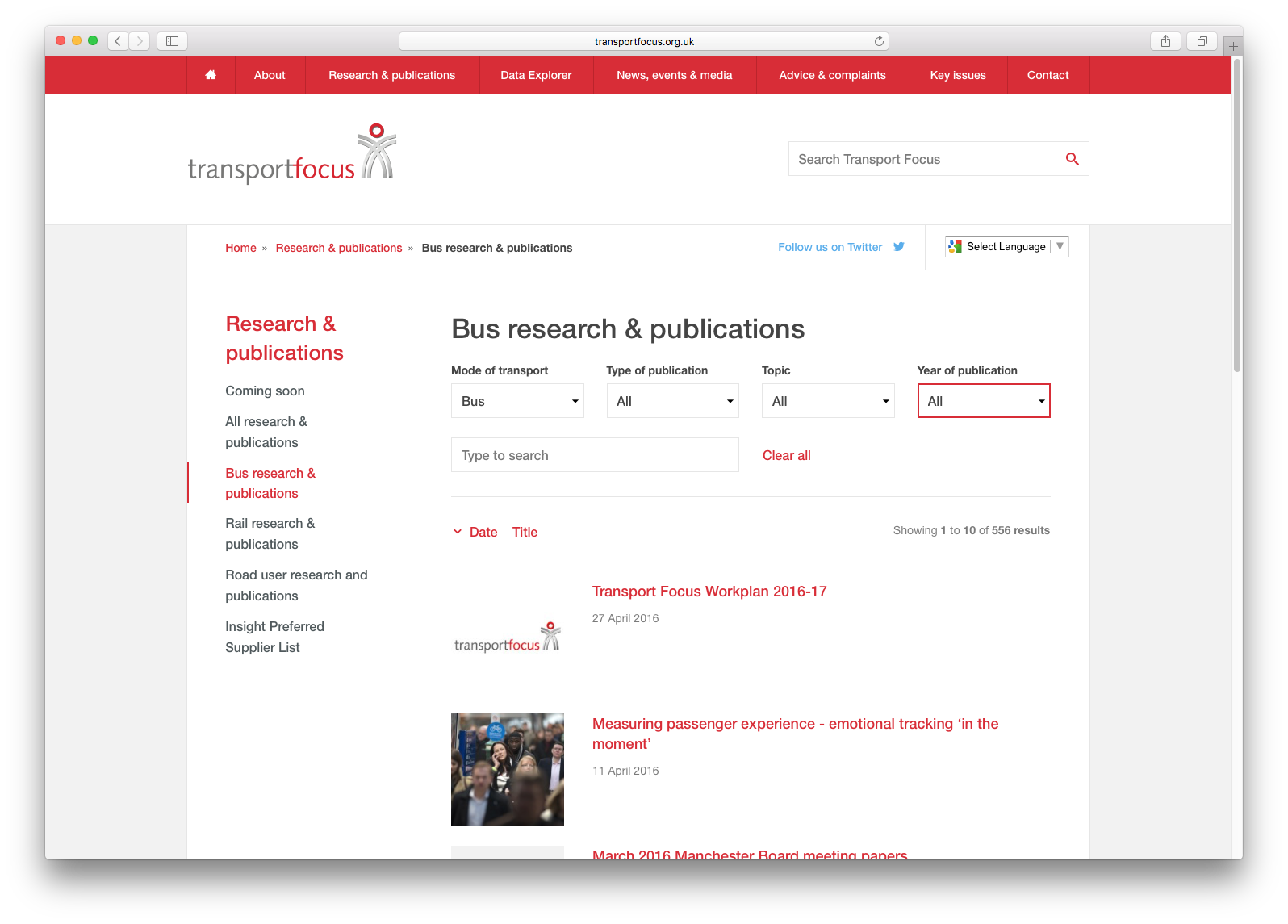 transport focus website publication directory