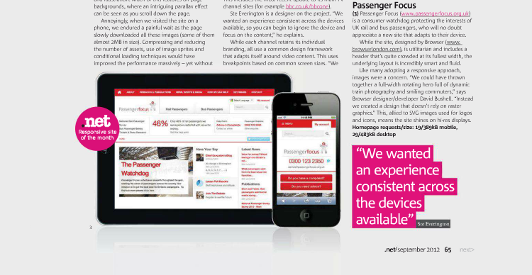 transport Focus Responsive Web Design feature in Net Magazine