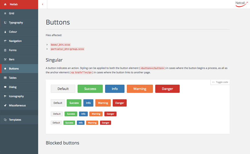 Example of button pattern library in netlab app