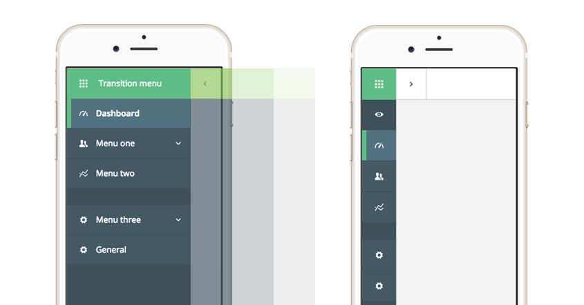 Illustration of a transition animation menu example