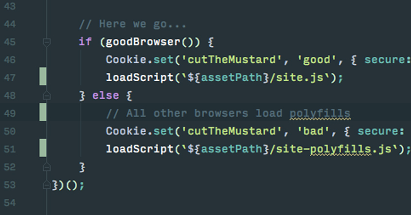 Snippet of progressive enhancement code