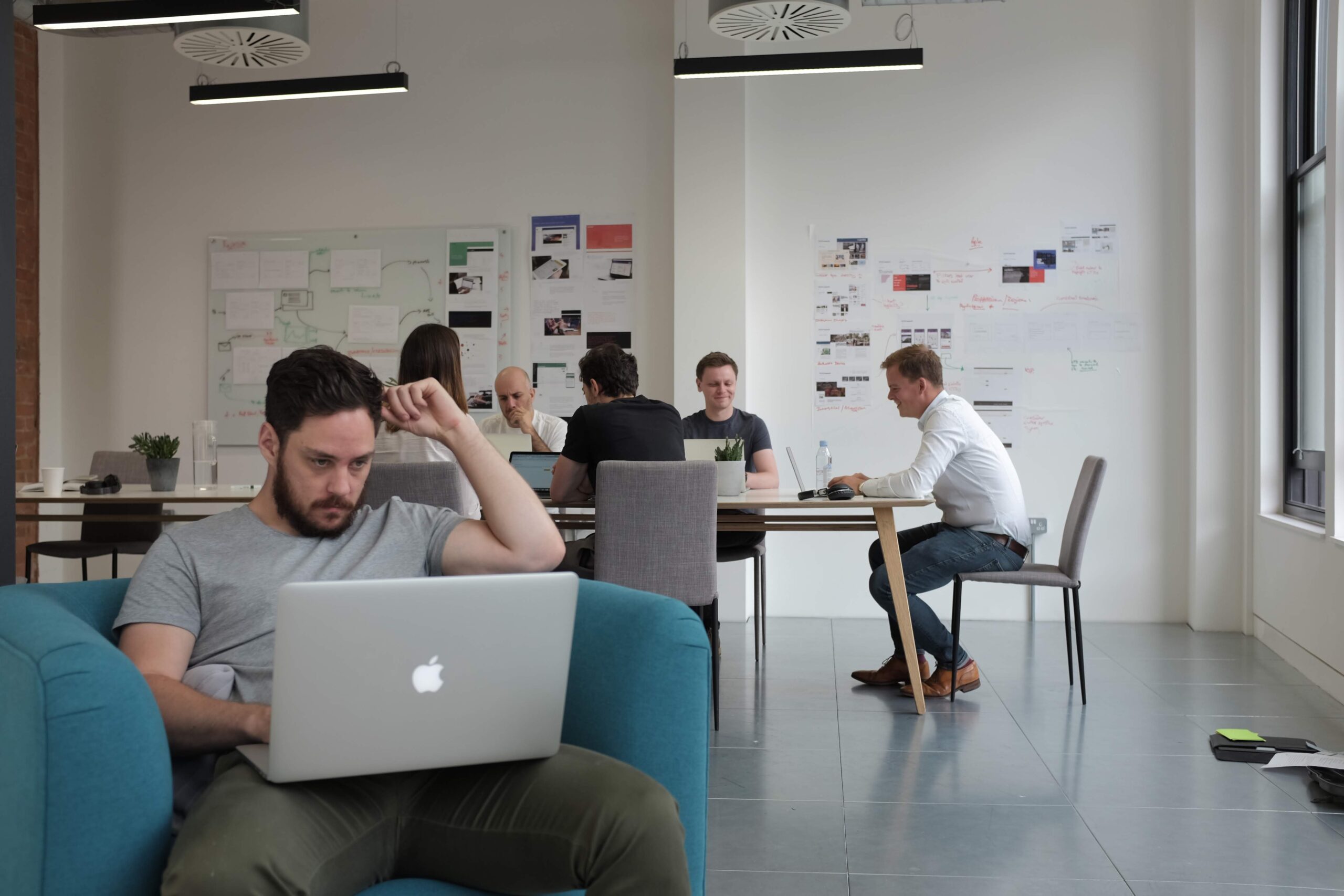The Browser team work in their open plan office in Shoreditch, London