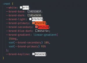Example of CSS Variables code