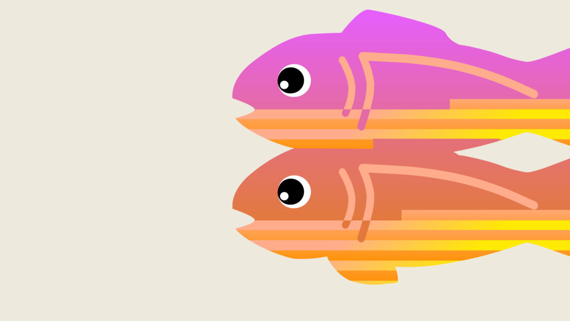 Glitch.com fish logo in pink and orange