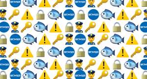 Emoji collage of fish and security emojis