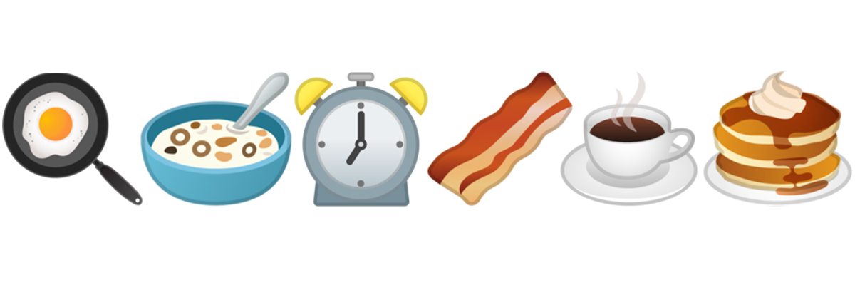 A range of breakfast emoji images