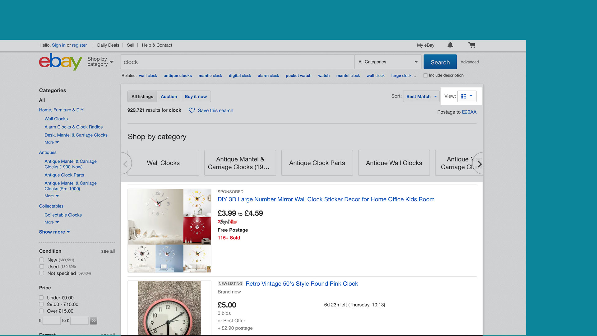 Screenshot showing the eBay toggle functionality.