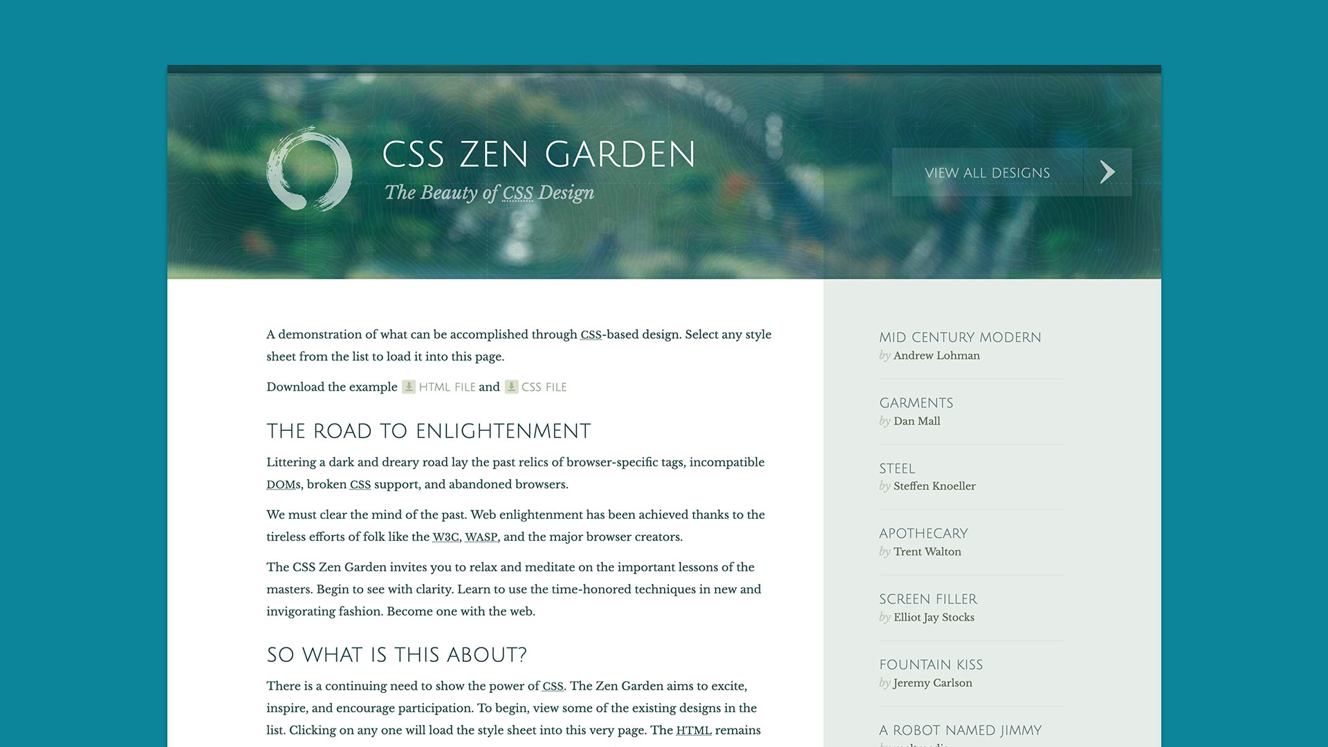 Screenshot of CSS Zen Garden