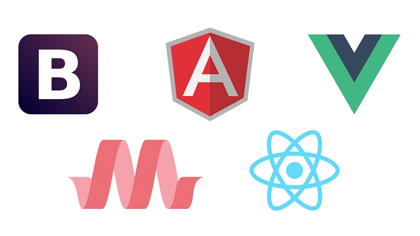 Frontend framework logos on white