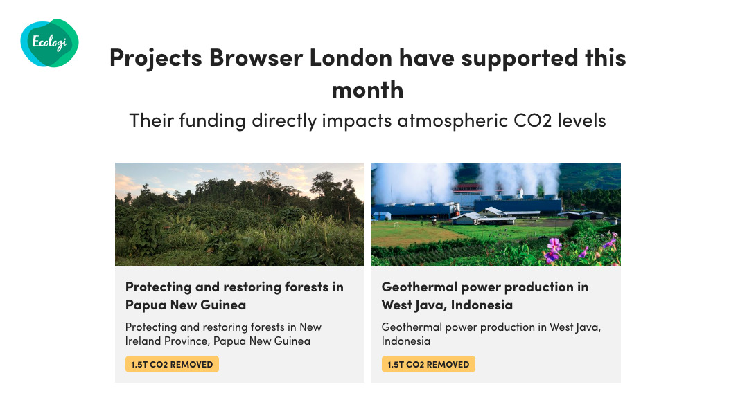 Projects Browser has supported through Ecologi