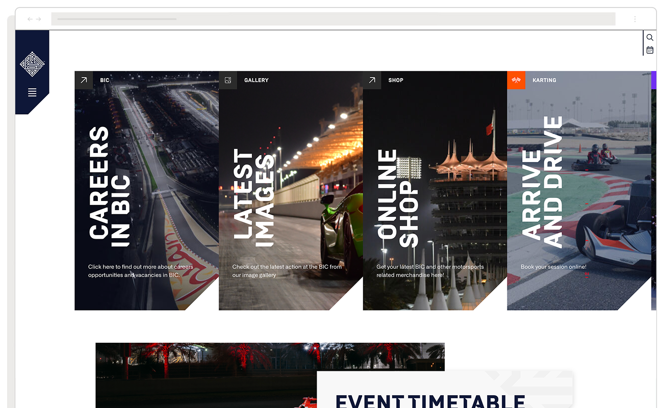 Bahrain F1 GP menu page