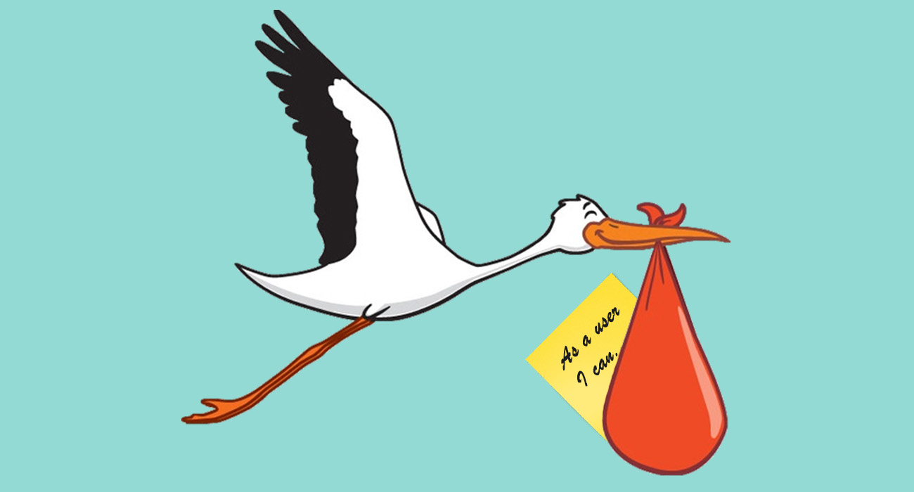 A stork delivers a baby user story