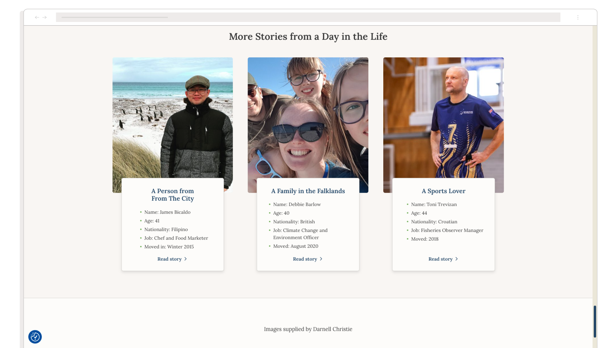 think falklands day in the life menu content page