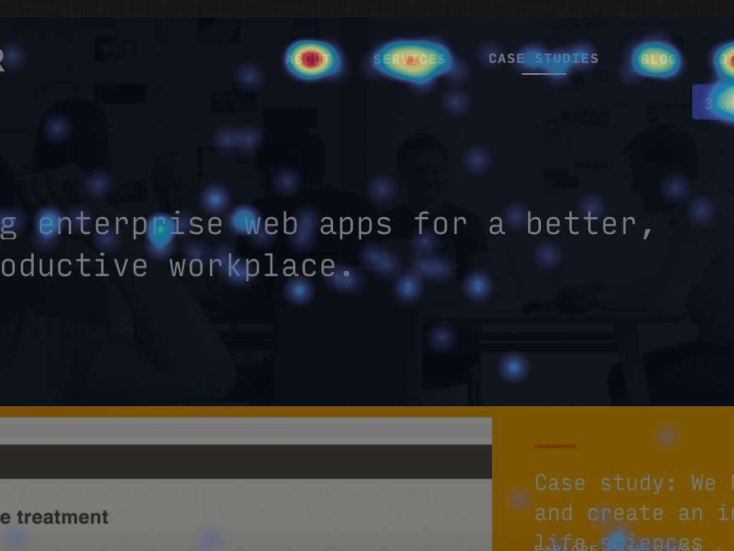 A heatmap click report from Hotjar